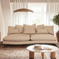 Canapé convertible 5 places en tissu nantes - beige ivoire