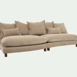 Canapé convertible 5 places en tissu nantes - beige ivoire
