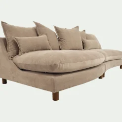 Canapé convertible 5 places en tissu nantes - beige ivoire