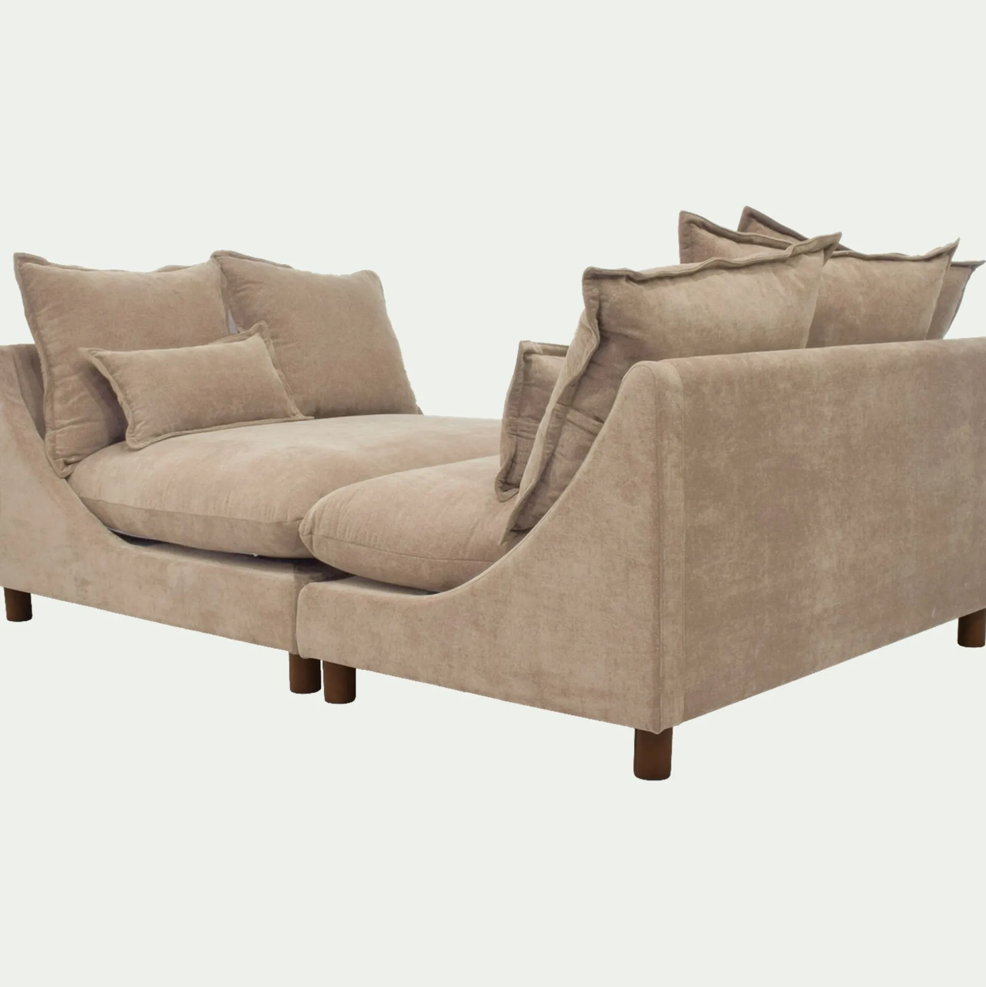 Canapé convertible 5 places en tissu nantes - beige ivoire