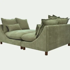 Canapé convertible 5 places en tissu nantes - vert eucalyptus