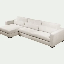 Canapé d'angle chaise longue gauche fixe en velours côtelé Azores - beige