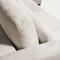 Canapé d'angle chaise longue gauche fixe en velours côtelé Azores - beige