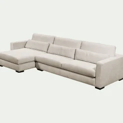 Canapé d'angle chaise longue gauche fixe en tissu Genesis - beige