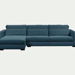 Canapé d'angle chaise longue gauche fixe en tissu Genesis - bleu