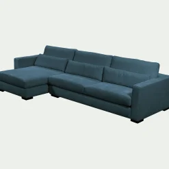 Canapé d'angle chaise longue gauche fixe en tissu Genesis - bleu