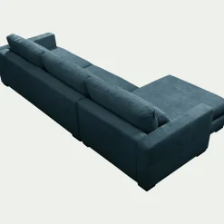 Canapé d'angle chaise longue gauche fixe en tissu Genesis - bleu