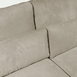 Canapé d'angle chaise longue droite fixe en velours côtelé Azores - gris taupe