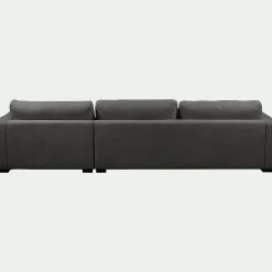 Canapé d'angle chaise longue droite fixe en tissu Bloq - gris anthracite