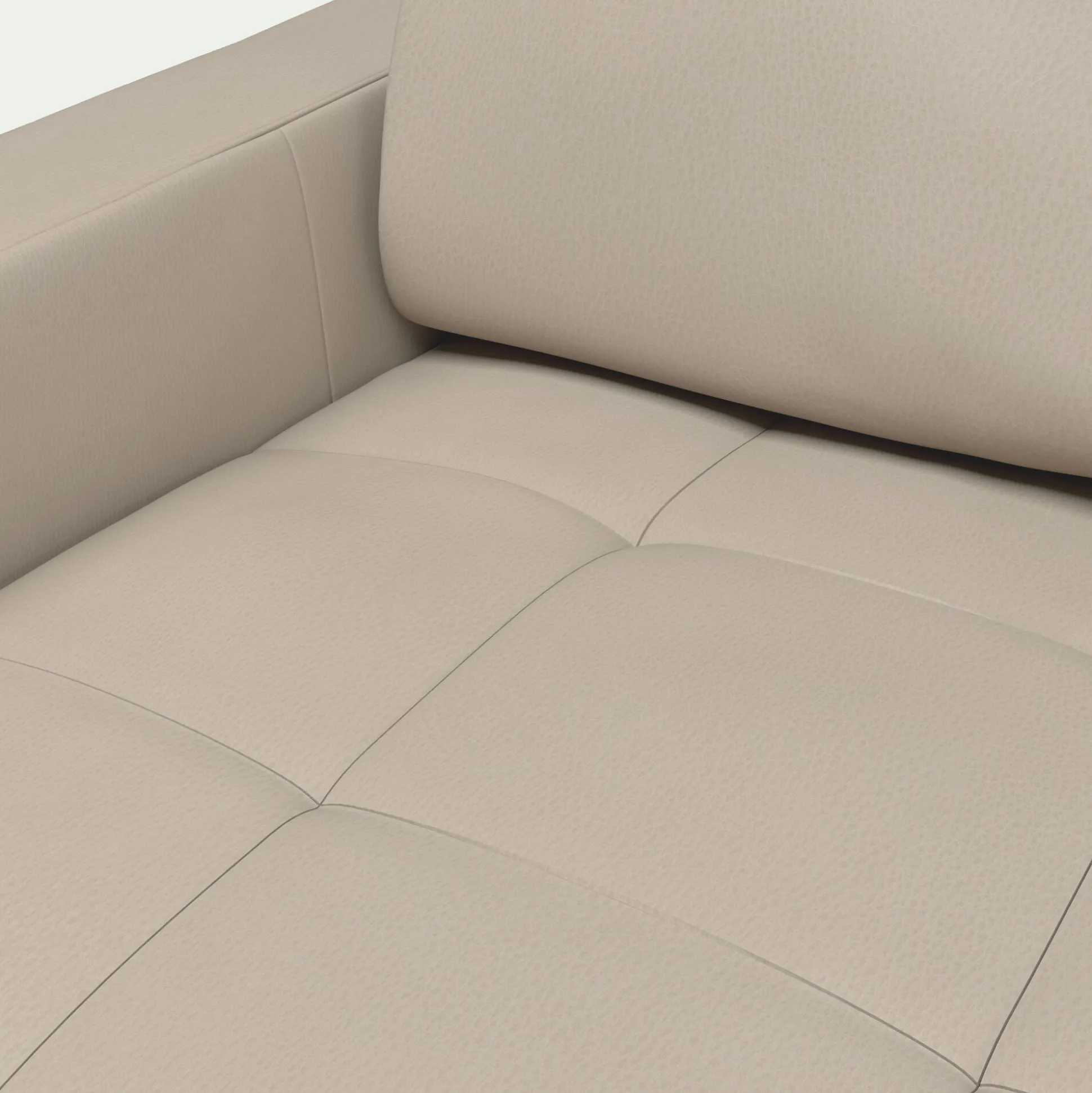 Canapé d'angle convertible en cuir avec accoudoirs 15cm - beige