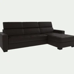 Canapé d'angle convertible en cuir avec accoudoirs 20cm - marron