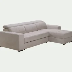 Canapé d'angle convertible en tissu - beige