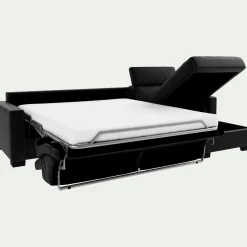 Canapé d'angle convertible en cuir avec accoudoirs 15cm - noir