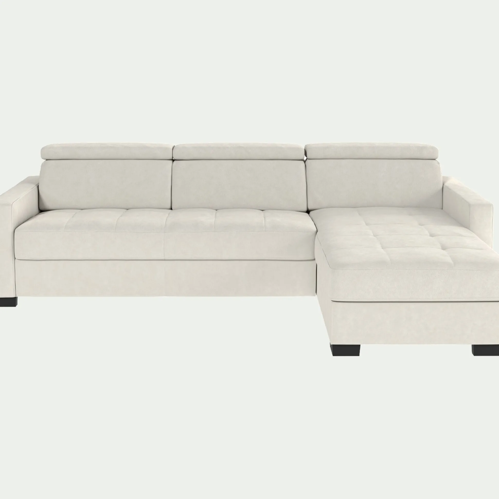 Canapé d'angle convertible en cuir avec accoudoirs 15cm - blanc