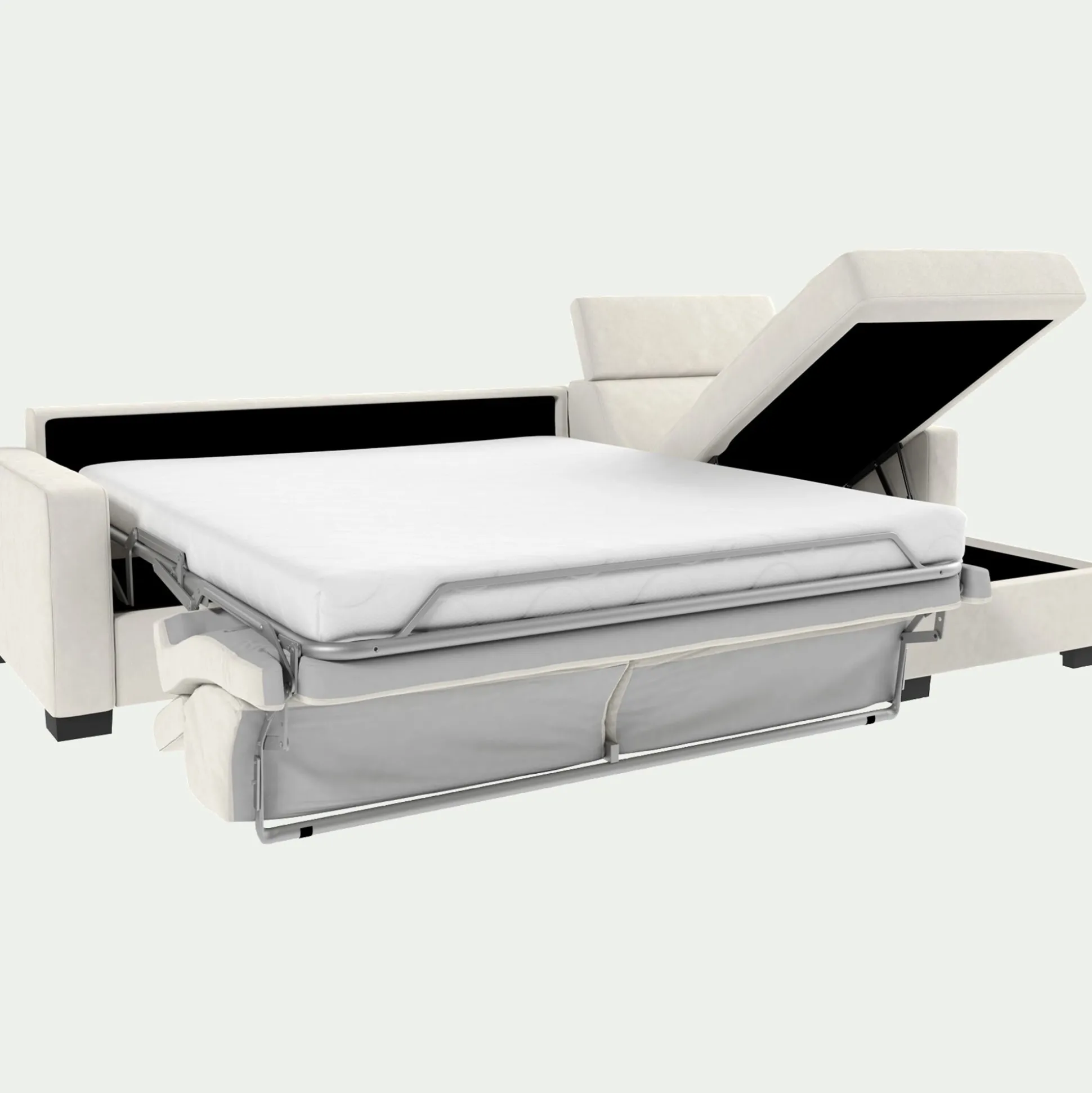 Canapé d'angle convertible en cuir avec accoudoirs 15cm - blanc