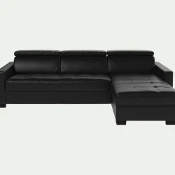 Canapé d'angle convertible en cuir avec accoudoirs 15cm - marron