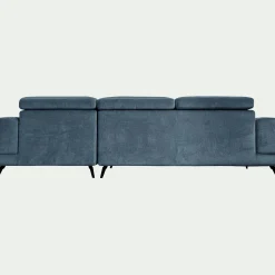 Canapé d'angle droit avance recule en tissu doux - bleu
