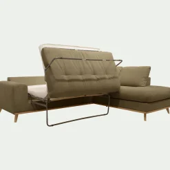 Canapé d'angle droit convertible en tissu Crown - vert cèdre