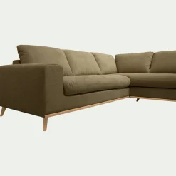 Canapé d'angle droit convertible en tissu Crown - vert cèdre