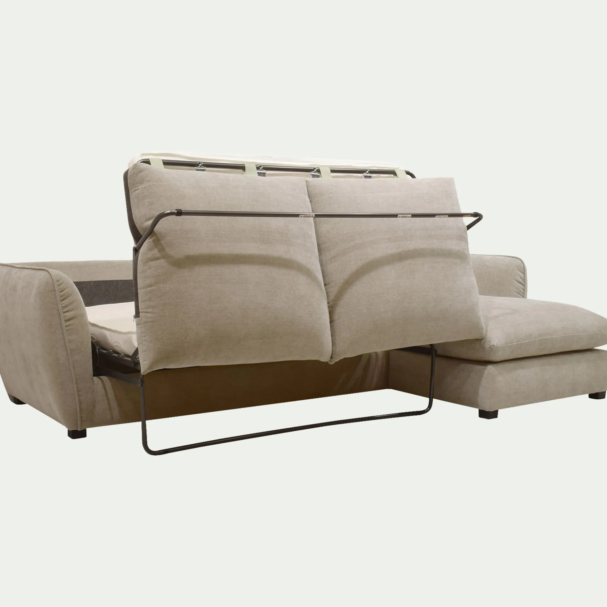 Canapé d'angle droit convertible en tissu Nature - beige