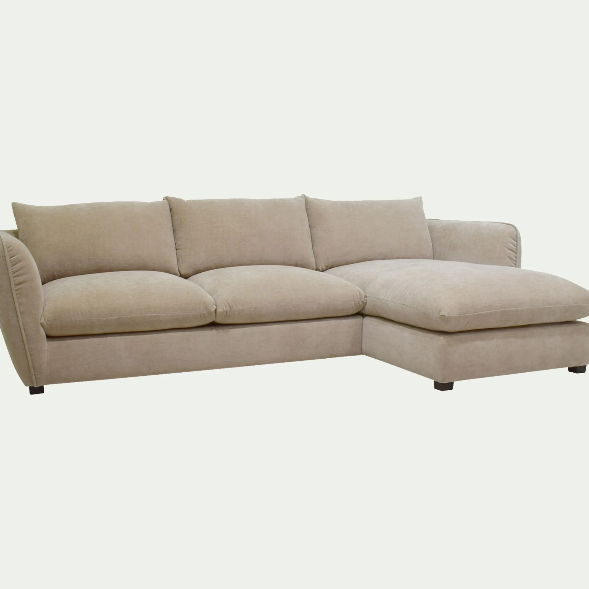 Canapé d'angle droit convertible en tissu Nature - beige