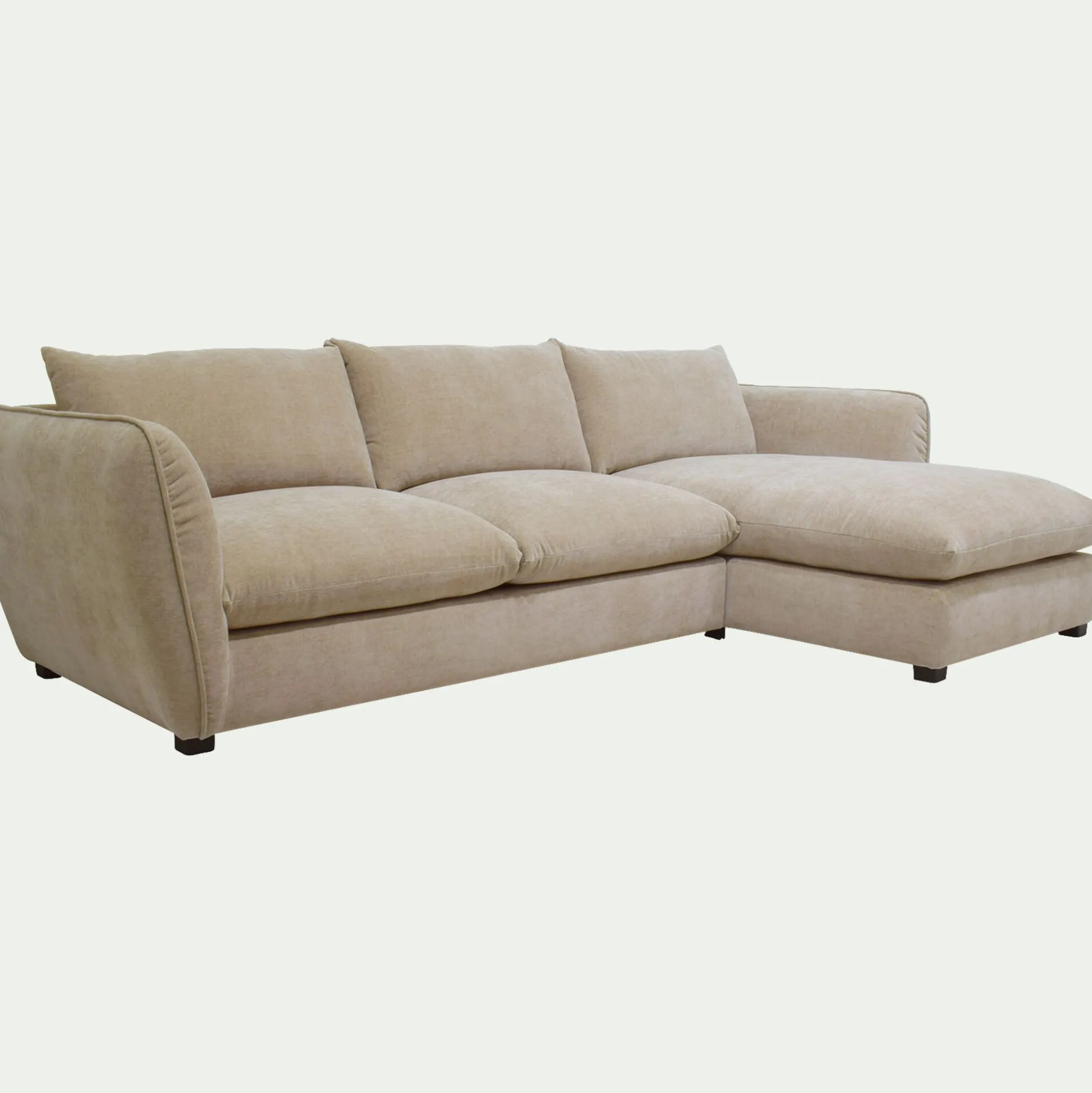 Canapé d'angle droit convertible en tissu Nature - beige