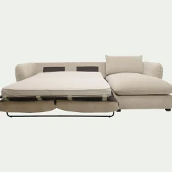 Canapé d'angle droit convertible en tissu Nature - blanc écru