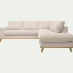 Canapé d'angle droit convertible en tissu Storm - beige roucas