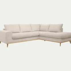 Canapé d'angle droit convertible en tissu Storm - beige roucas