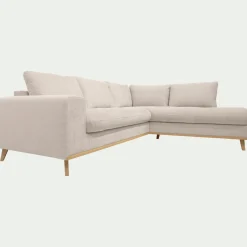Canapé d'angle droit convertible en tissu Storm - beige roucas