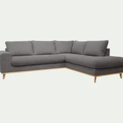 Canapé d'angle droit convertible en tissu Storm - gris moyen
