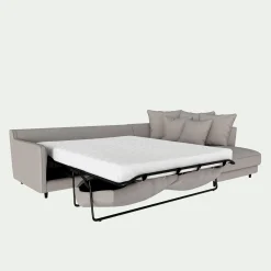 Canapé d'angle droit convertible en tissu joint - gris borie