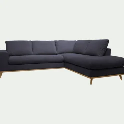 Canapé d'angle droit convertible en tissu Crown - bleu calabrun