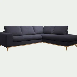 Canapé d'angle droit convertible en tissu Crown - bleu calabrun