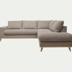 Canapé d'angle droit convertible en tissu Storm - taupe