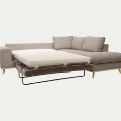 Canapé d'angle droit convertible en tissu Storm - taupe