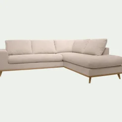 Canapé d'angle droit convertible en tissu Crown - beige roucas