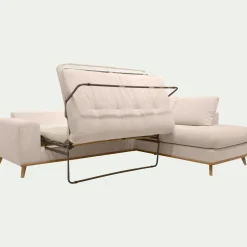 Canapé d'angle droit convertible en tissu Crown - beige roucas