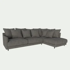 Canapé d'angle droit convertible en tissu joint - gris restanque