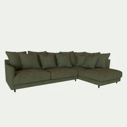 Canapé d'angle droit convertible en tissu joint - vert cèdre