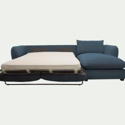 Canapé d'angle droit convertible en tissu Nature - bleu