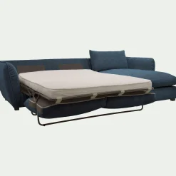 Canapé d'angle droit convertible en tissu Nature - bleu