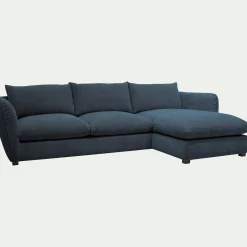 Canapé d'angle droit convertible en tissu Nature - bleu
