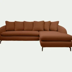 Canapé d'angle droit convertible en tissu doux tramé - bleu