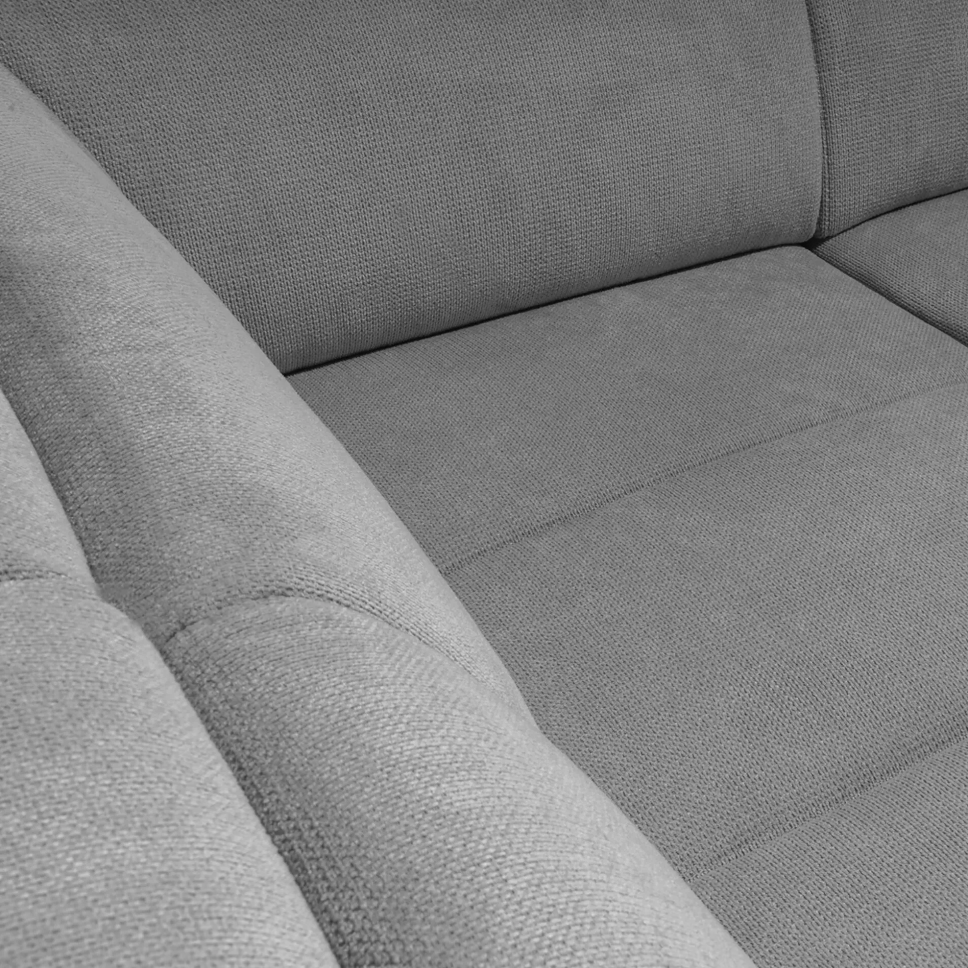 Canapé d'angle droit convertible avec coffre en tissu doux - gris