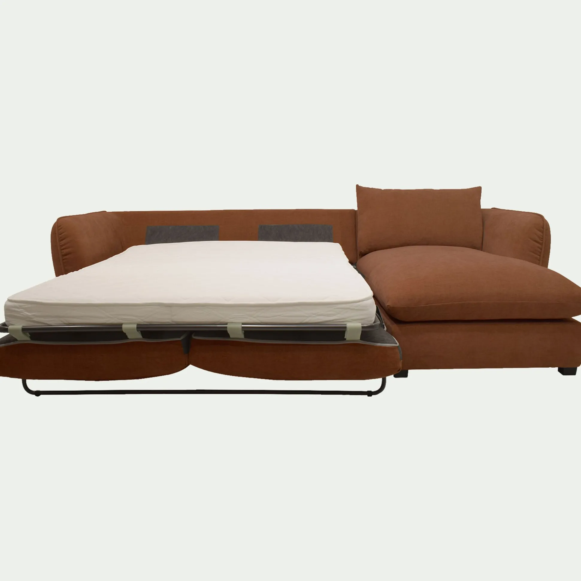 Canapé d'angle droit convertible en tissu Nature - brun rustrel