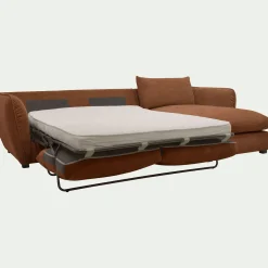 Canapé d'angle droit convertible en tissu Nature - brun rustrel