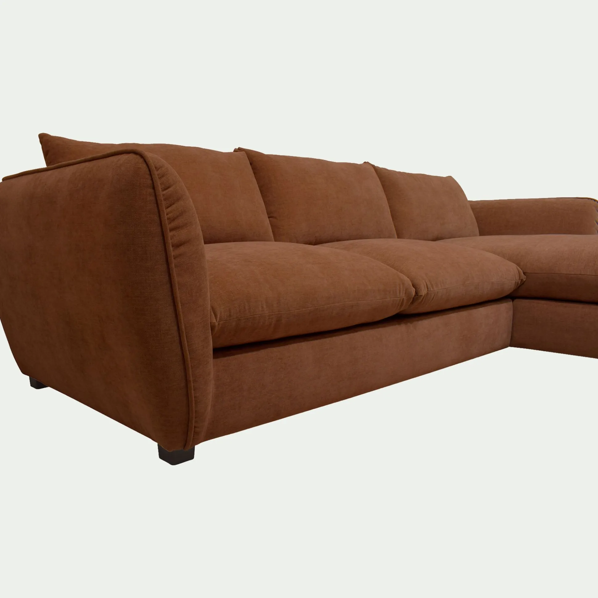 Canapé d'angle droit convertible en tissu Nature - brun rustrel