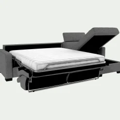 Canapé d'angle droit convertible avec matelas Bultex en tissu pop avec accoudoirs 15cm - gris