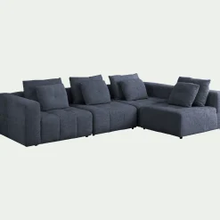 Canapé d'angle droit en tissu Benjo - bleu marine